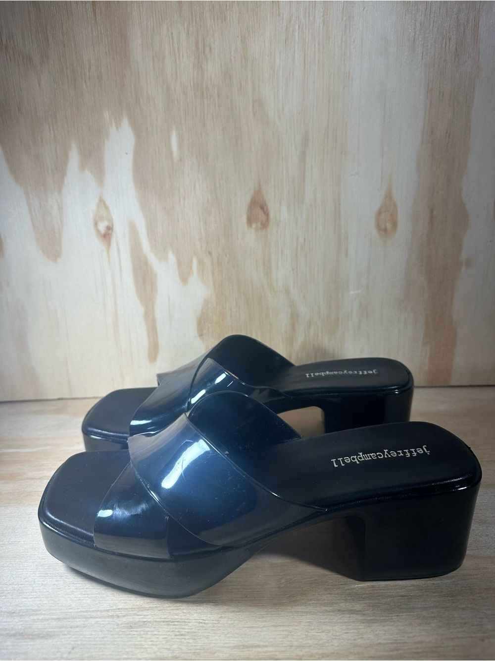 Jeffrey Campbell Bubblegum Black Jelly Platform Mule Sandals Women’s Size 9